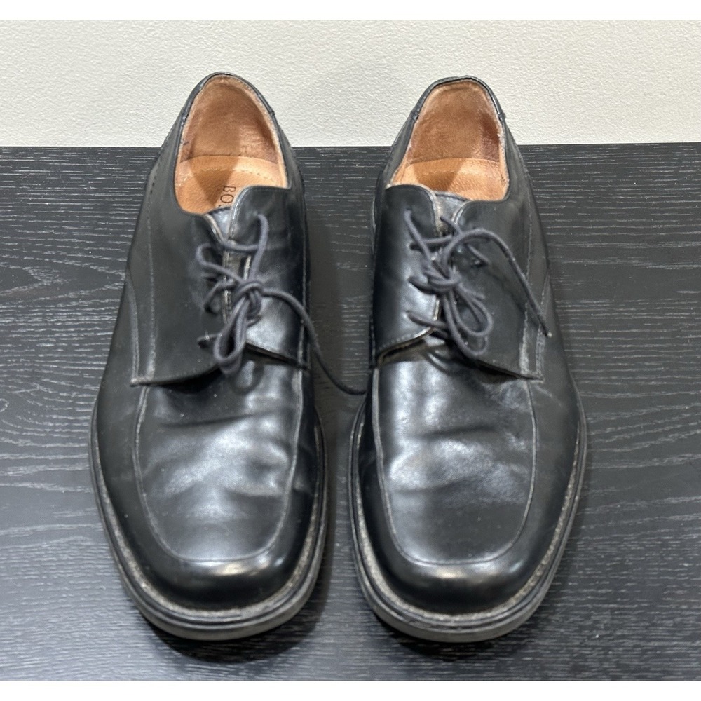 Y2K Bostonian Oxford Black Leather Split Toe Dress Shoes Men's Size 10 Italy